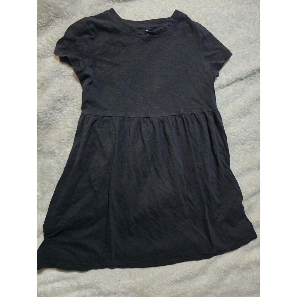 SO Kohls Babydoll Dress Charcoal Gray Black Short Sleeve Knit T-Shirt Womens M